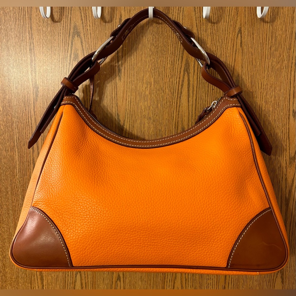 Dooney And Bourke Orange Pebble Leather Harrison Hobo Shoulder Bag - Picture 8 of 15